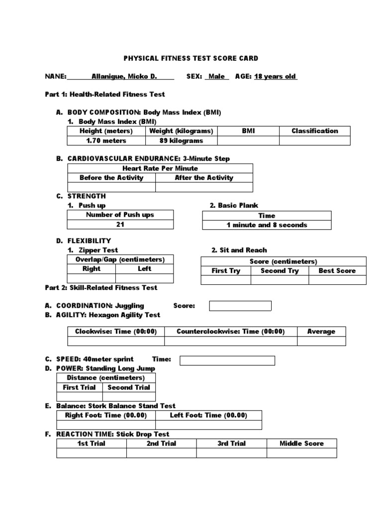 PHYSICALFITNESSTESTSCORECARD PDF