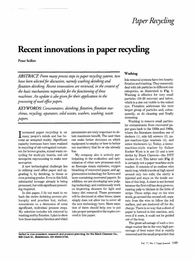 Innovations in Paper Recycling Processes | PDF | Pulp (Paper) | Paper