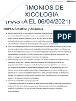 Testimonios de Toxicología (hasta el 06/04/2021