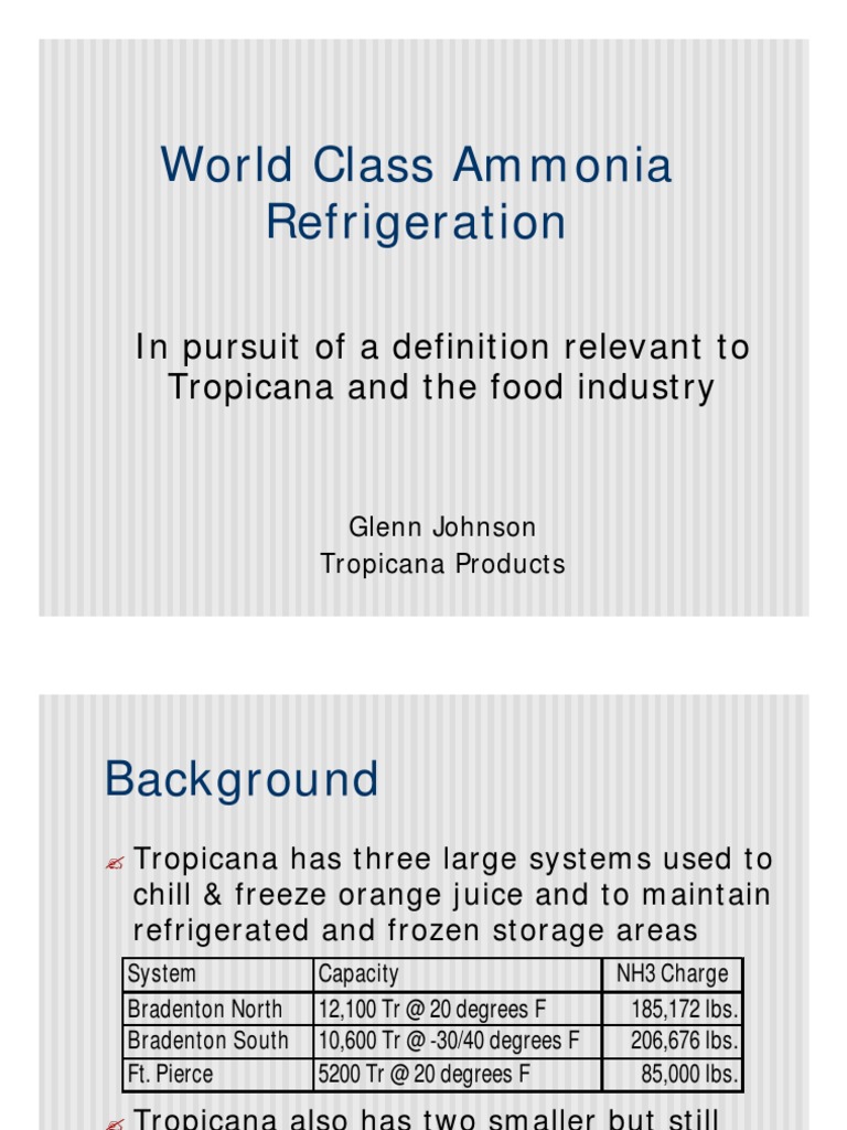 Defining WorldClass Standards for Ammonia Refrigeration Systems in the Food Industry PDF