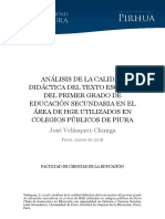 Análisis de La Calidad Didáctica Del Texto Escolar Del Primer Grado de Educación Secundaria