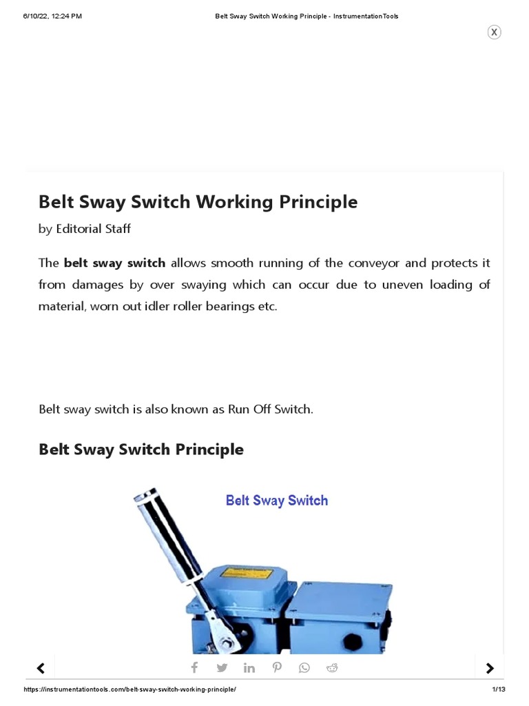 Belt Sway Switch Working Principle InstrumentationTools PDF