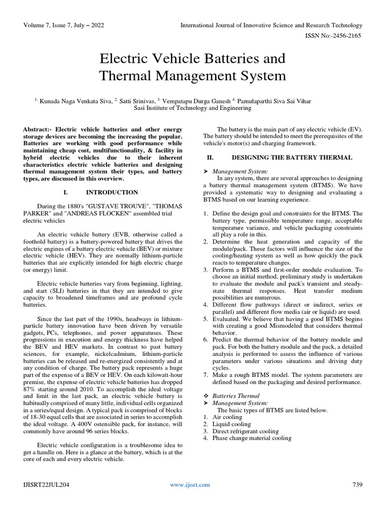 Electric Vehicle Battery Thermal Management | PDF | Electric Vehicle ...