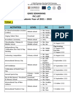 Term 1: Gmis Semarang Pic List Academic Year of 2021 - 2022