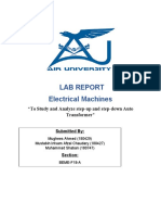 Lab Report Electrical Machines: "To Study and Analyze Step-Up and Step-Down Auto Transformer"