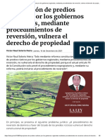 Apropiación de Predios Rústicos Por Los Gobiernos Regionales, Mediante Procedimientos de Reversión, Vulnera El Derecho de Propiedad