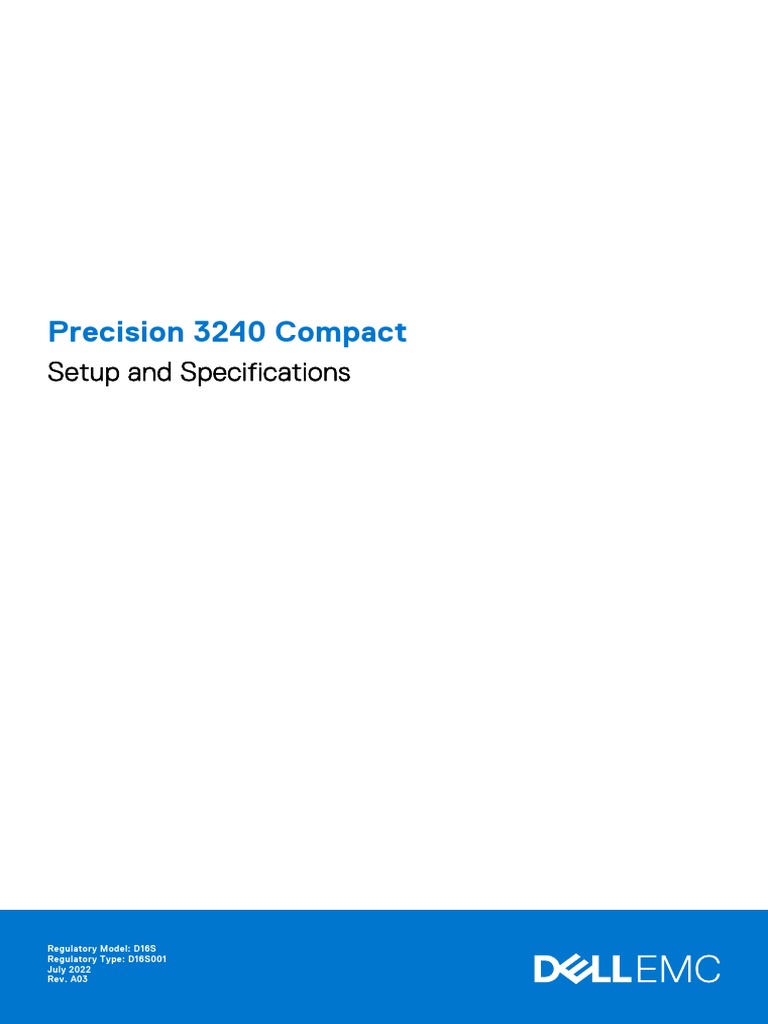 Precision 3240 Compact Setup and Specifications Download Free PDF