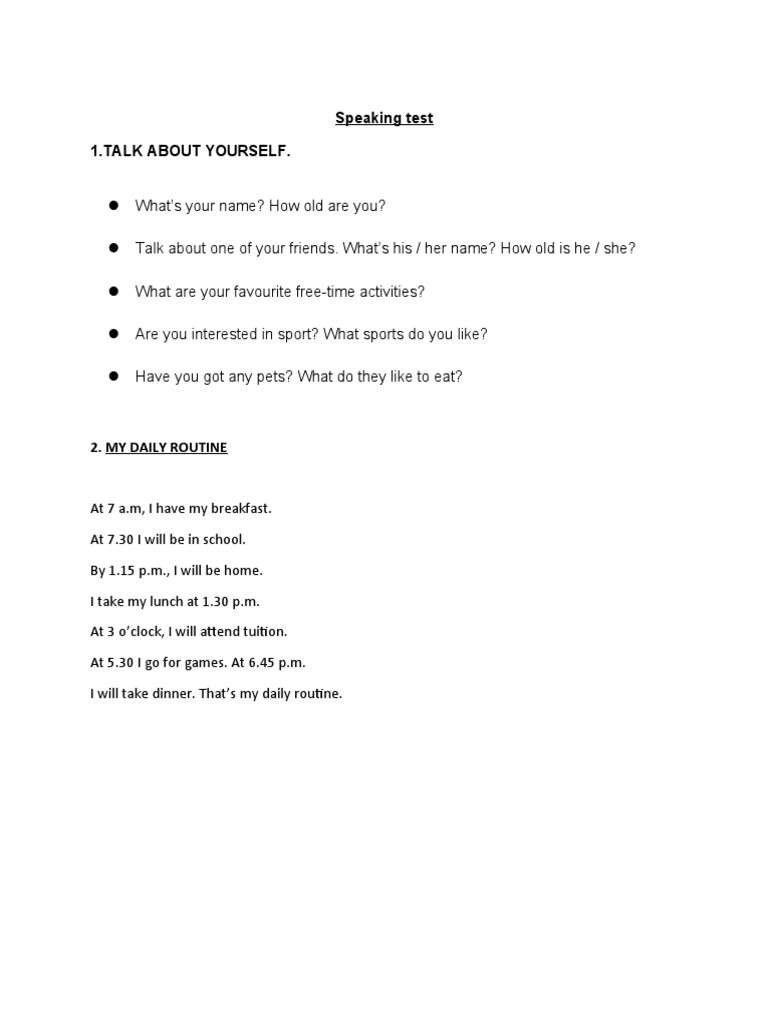 Speaking Test | PDF