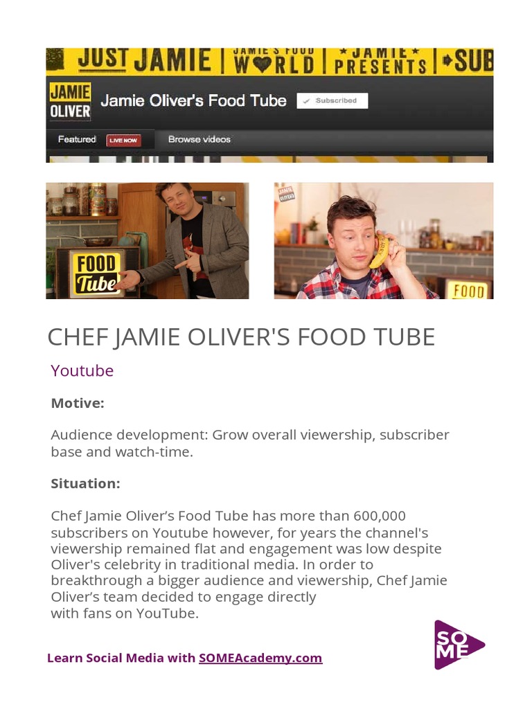 Chef Jamie Oliver'S Food Tube: Youtube | PDF | You Tube | Social Media
