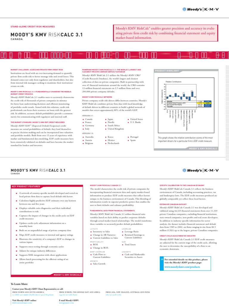 102 - RiskCalc Version 3.1 Canada | PDF | Risk | Credit