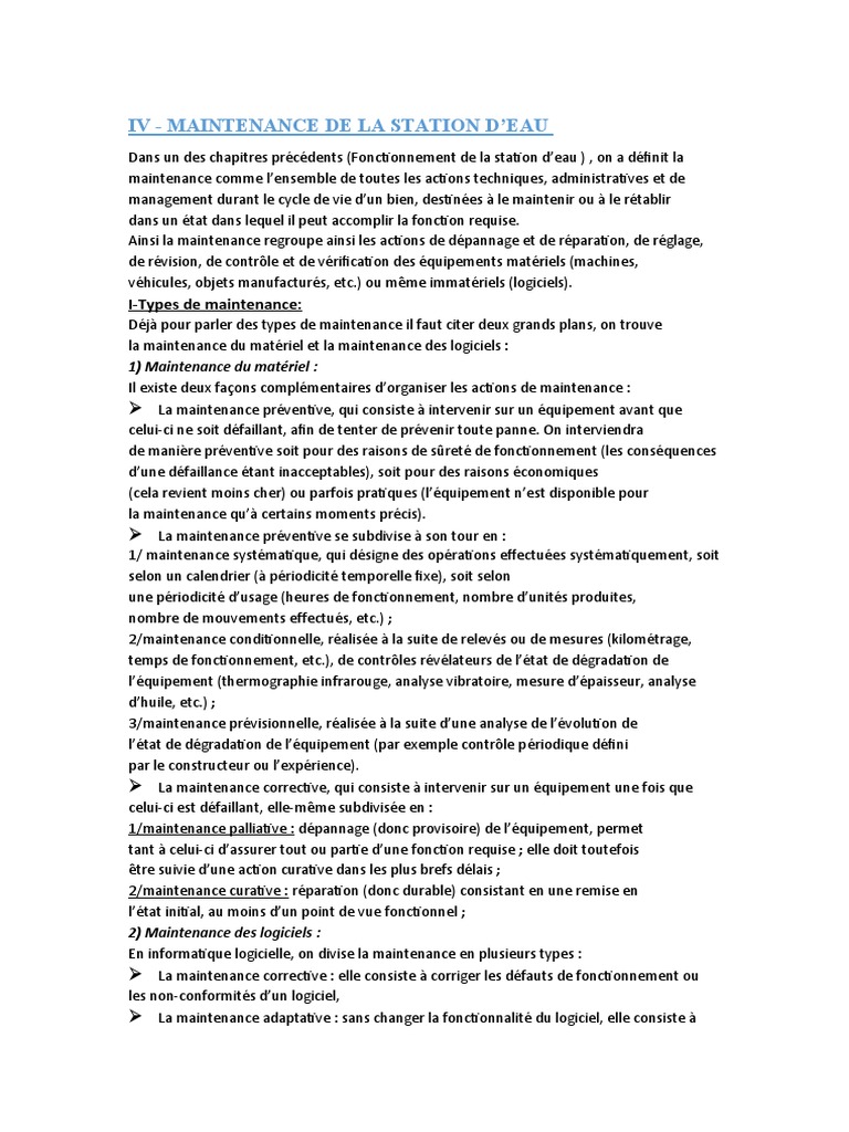 Guide de Maintenance des Stations d'Eau | PDF | Logiciel