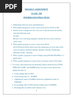 Holiday Assignment Class - Xii Informatics Practices