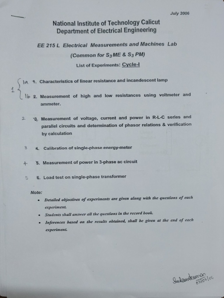 Electrical Machines Lab Manual PDF Electrical Impedance Transformer