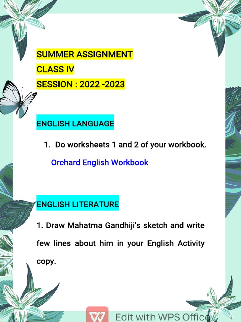Class 4 Summer Assignment | PDF | Books