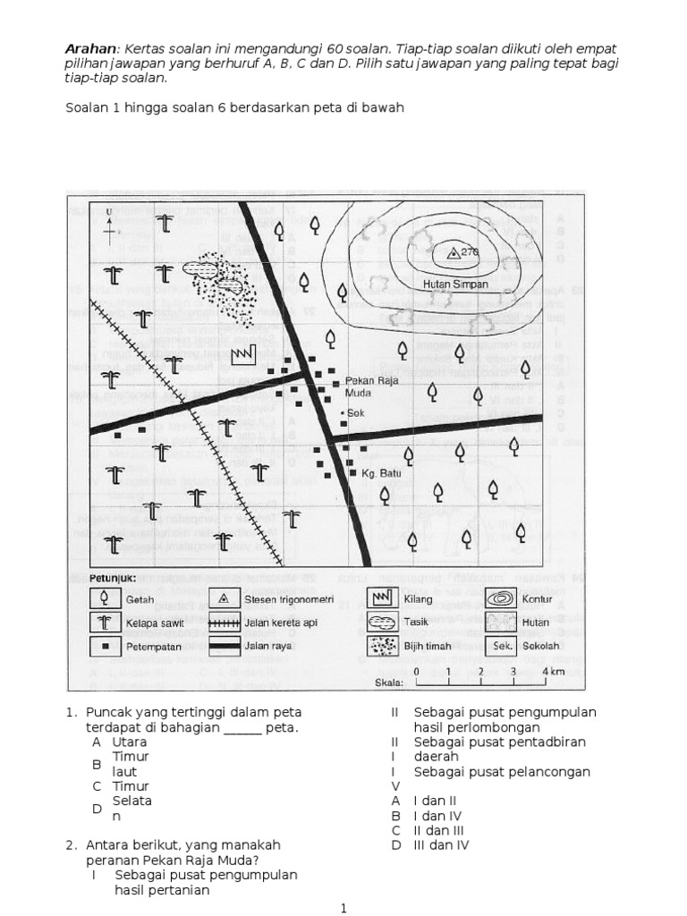 Contoh Soalan Peperiksaan Geografi Tingkatan 1