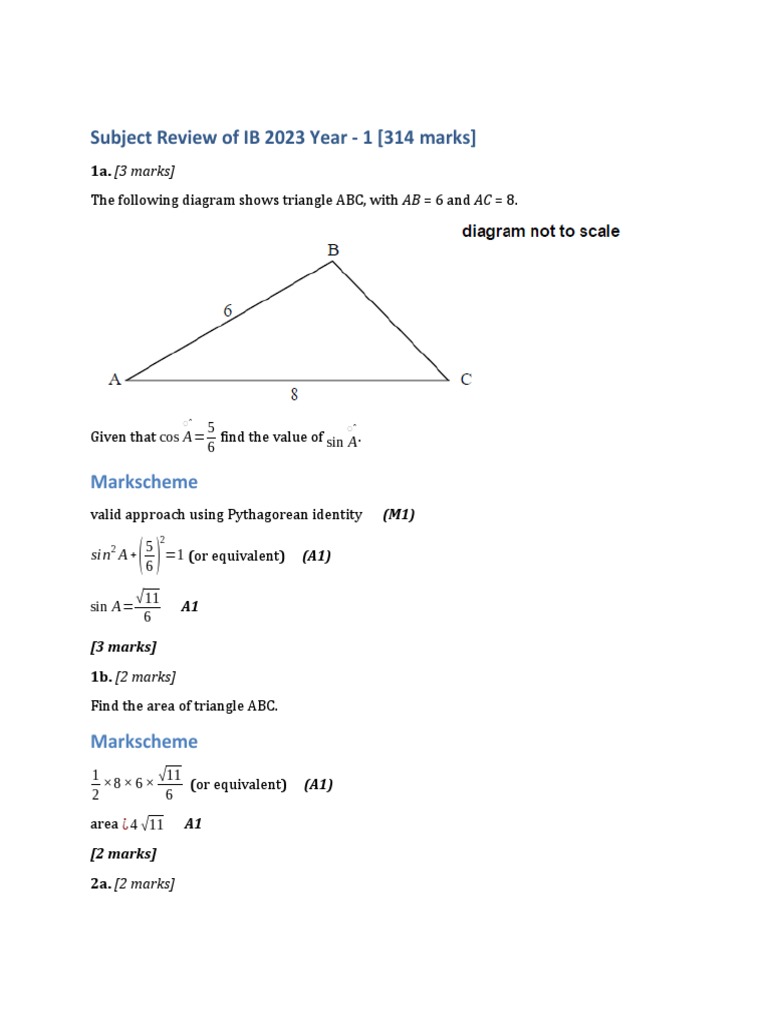 Subject Review of IB 2023 Year - 1 | PDF | Asymptote | Quadratic Equation