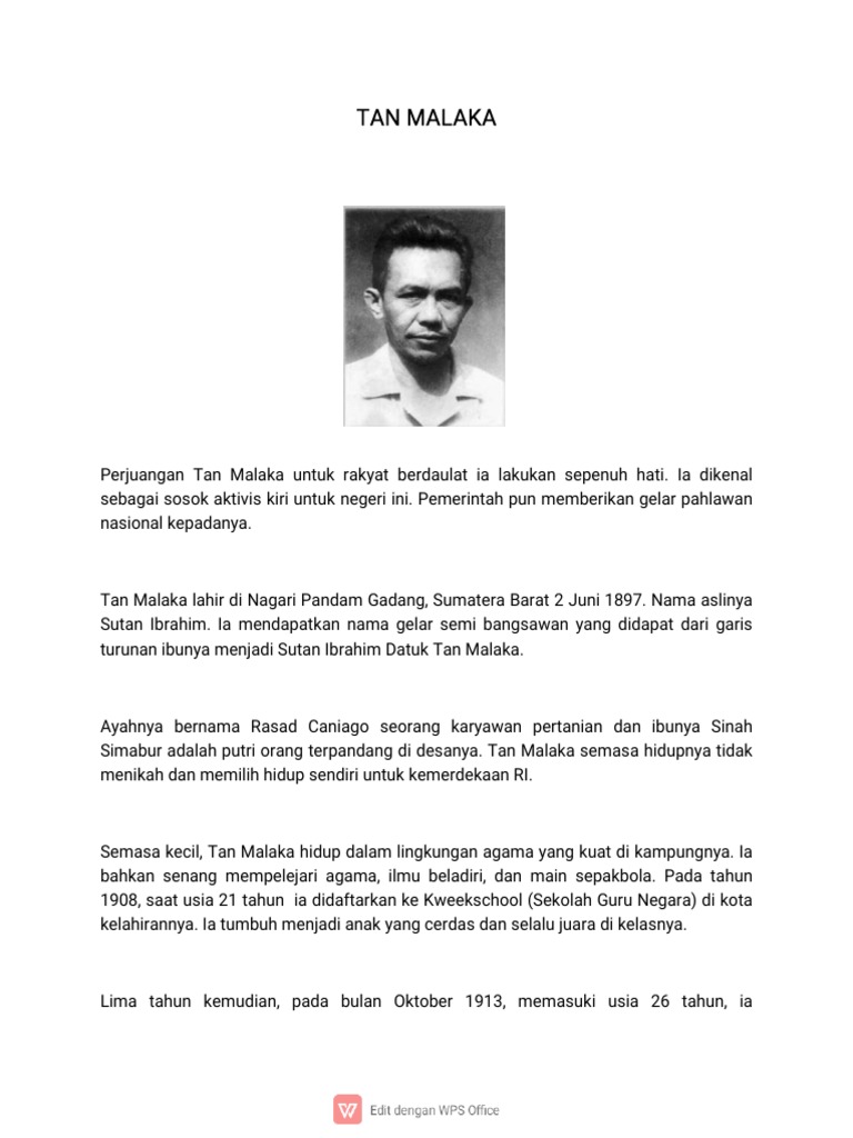Biografi Singkat Tan Malaka, Pahlawan Nasional | PDF
