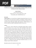 Scopus - The Effectiveness of Independent Learning Method On StudentsÔÇÖ Speaking Achievement at Christian University of Indonesia Jakarta