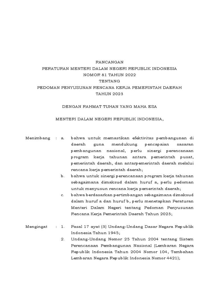 PMDN 81 Tahun 2022 Tentang Pedum RKPD 2023 - 06.06.22 | PDF