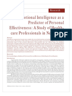 Emotional Intelligence As A Predictor of Personal Effectiveness: A Study of Health-Care Professionals in New Delhi
