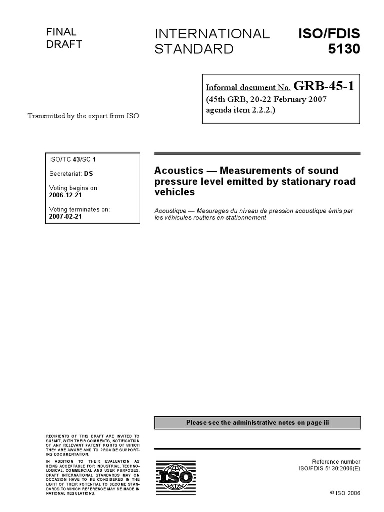 Stationery Noise Standard PDF International Organization For
