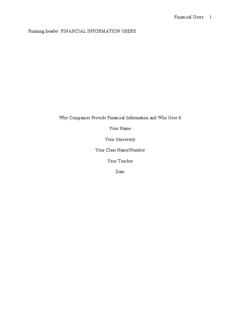 Financial Users 1 Running Header: Financial Information Users | PDF ...