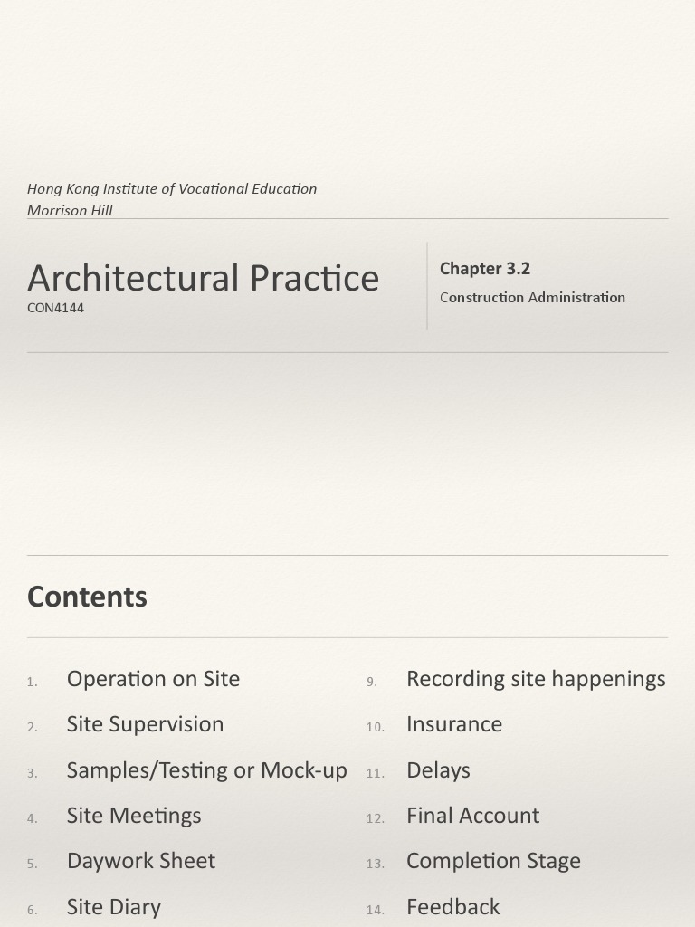 Construction Administration Overview | PDF | Architect | Employment