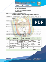 Informe #003-Requerimiento de Materiales para Reparación de Los Servicios Higiénicos Del Hostal Municipal Del Distrito de Tápuc