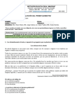 Evaluación del primer quimestre Lengua y Literatura