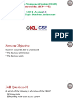 Database Management System (DBMS) CO# 1, Session: Session Topic: Database Architecture
