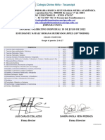 Grado Undécimo Ocupó El Puesto: 2 de 27: Asignatura IH Periodo #1 Periodo #3 Periodo #4 Promedio