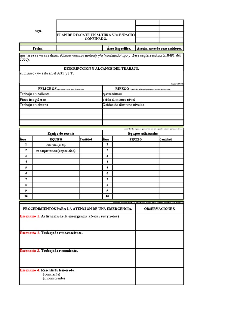 Formato Plan de Rescate Apdr | PDF