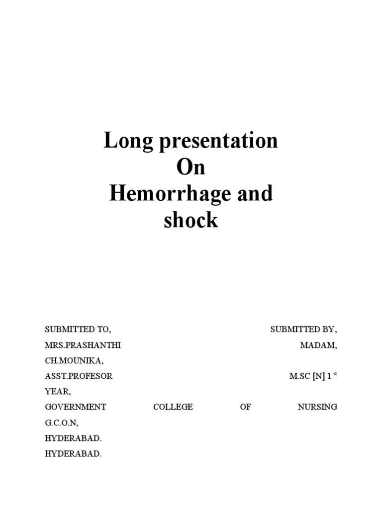 Management of Hemorrhage and Shock | PDF | Shock (Circulatory) | Bleeding