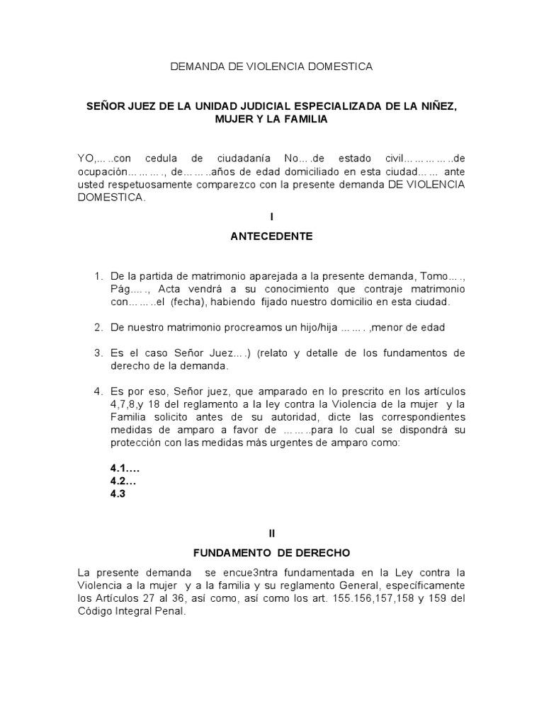 Demanda de Violencia Doméstica y Amparo | PDF | Violencia | Gobierno