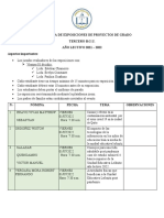 Cronograma Exposiciones de Proyectos de Grado