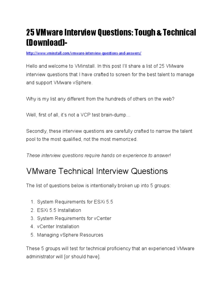 25 VMware Interview Questions | PDF | Computer Architecture ...
