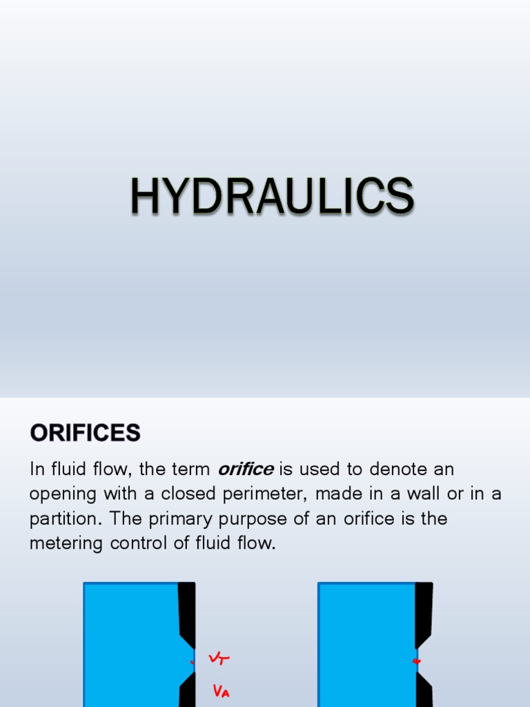 editedHydraulicsLecture_Part2_Orifices PDF Physics Soft Matter
