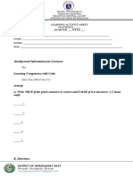 Science Learning Activity Sheets Template Grade 4 To Grade 6