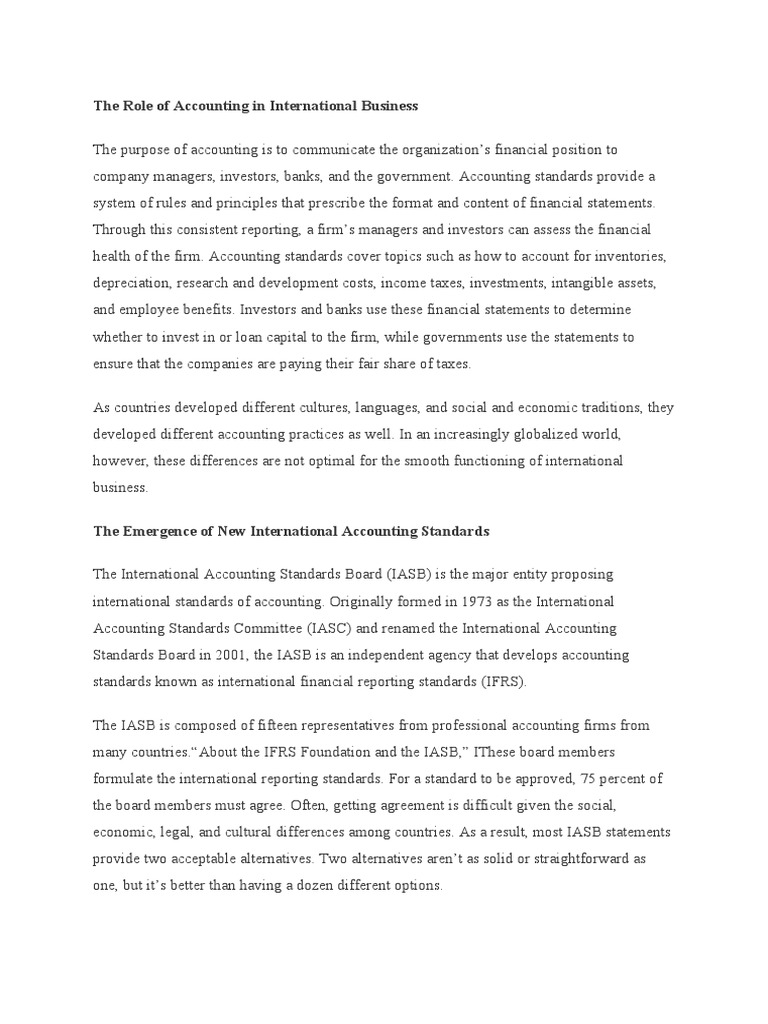The Role of Accounting in International Business | Download grátis PDF ...