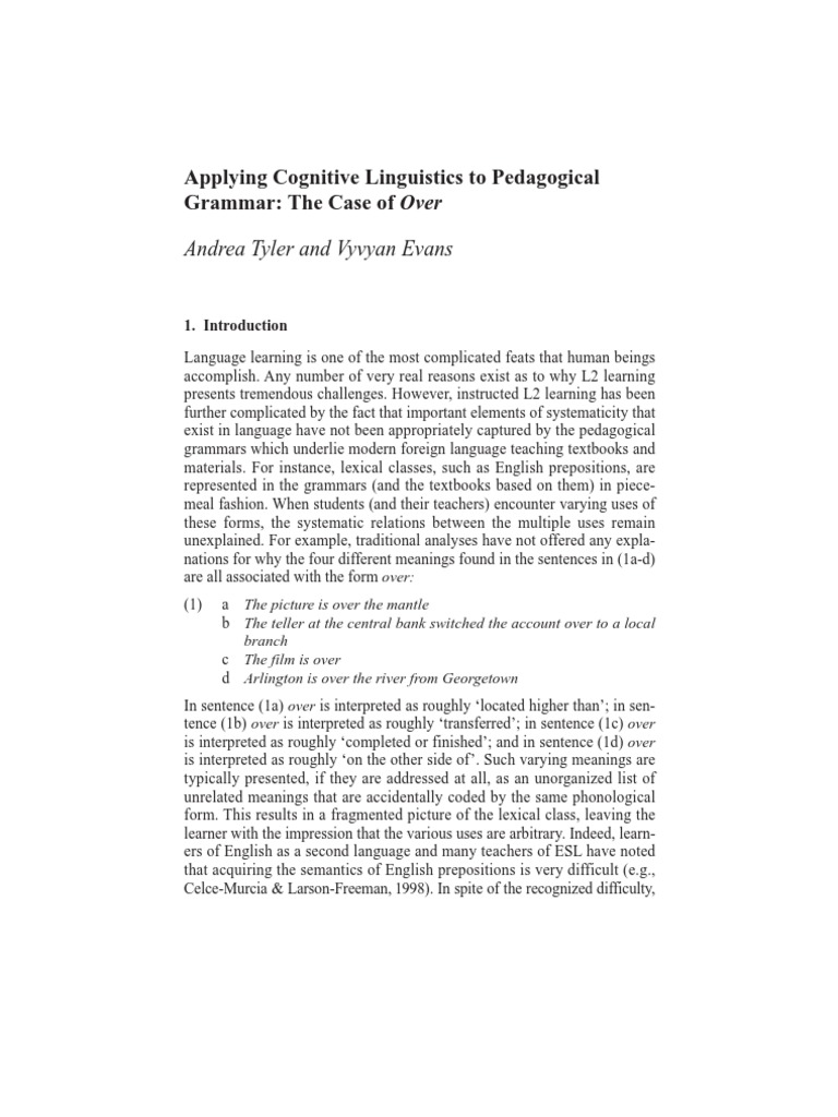 Applying Cognitive Linguistics To Pedagogical Grammar | PDF