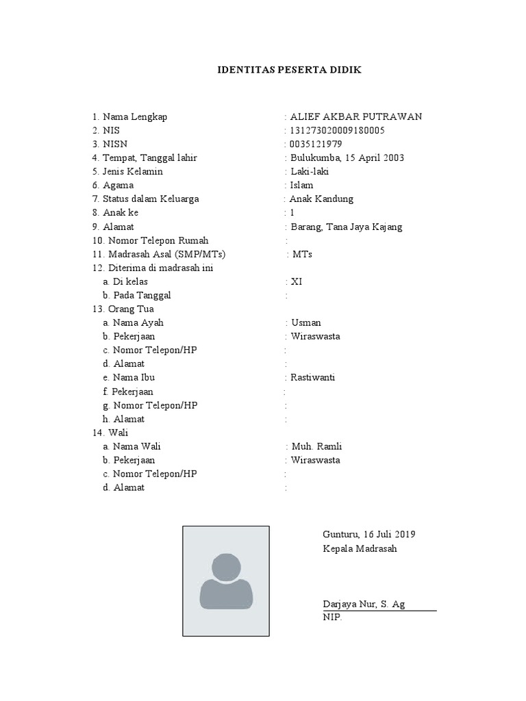 Contoh File Rapor Madrasah Aliyah | PDF