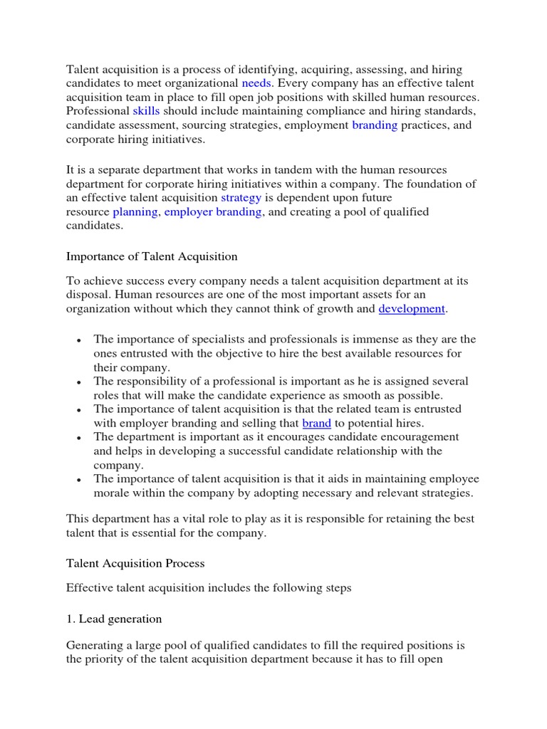 Talent Acquisition | PDF | Recruitment | Human Resources