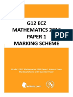 G12 Ecz Mathematics 2016 Paper 1 Marking Scheme