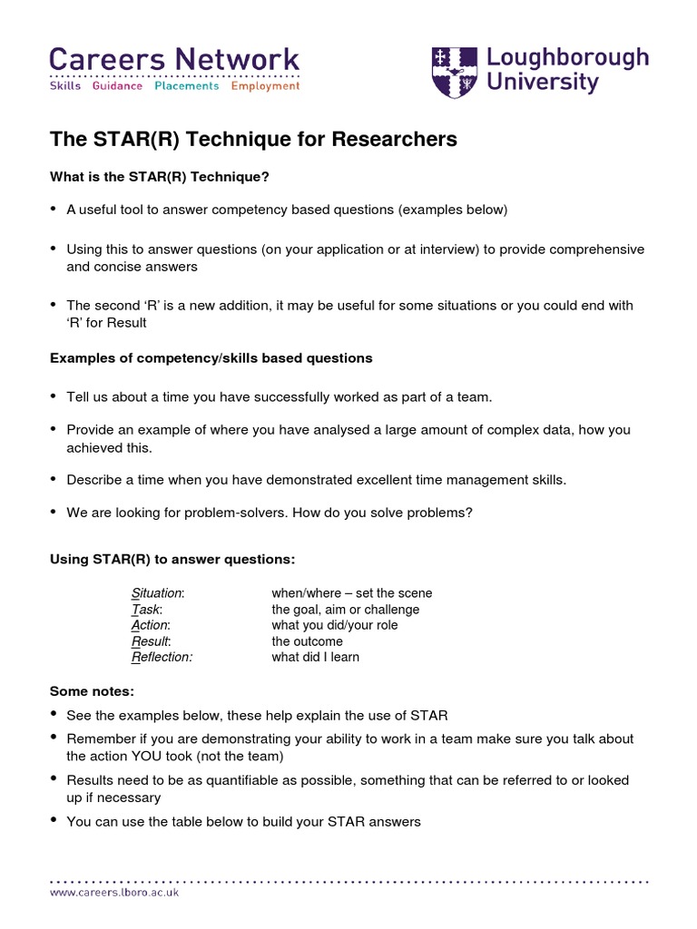 STAR(R) Technique for Research Interviews | PDF | Cognitive Science ...