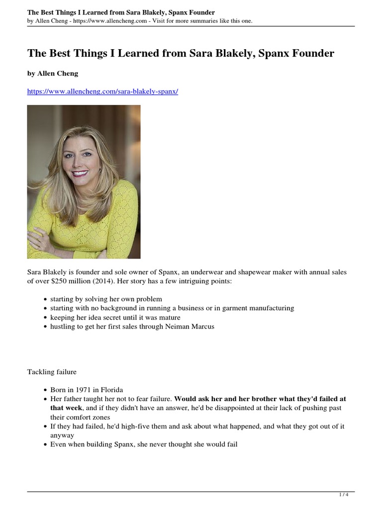 The Best Things I Learned From Sara Blakely, Spanx Founder: by