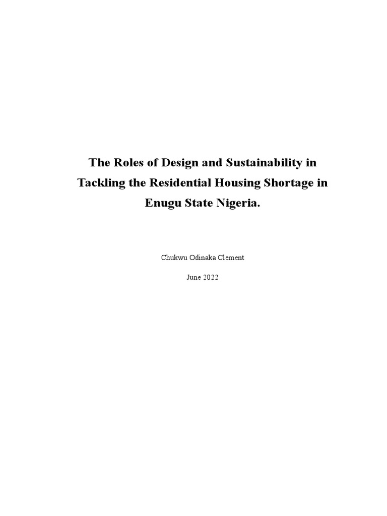 How Design Has Contributed To The Housing Shortage in Nigeria (Draft ...