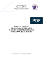 Modules of Least Learned Competencies in Grade Eight Mathematics FOR SCHOOL YEAR 2015-2016