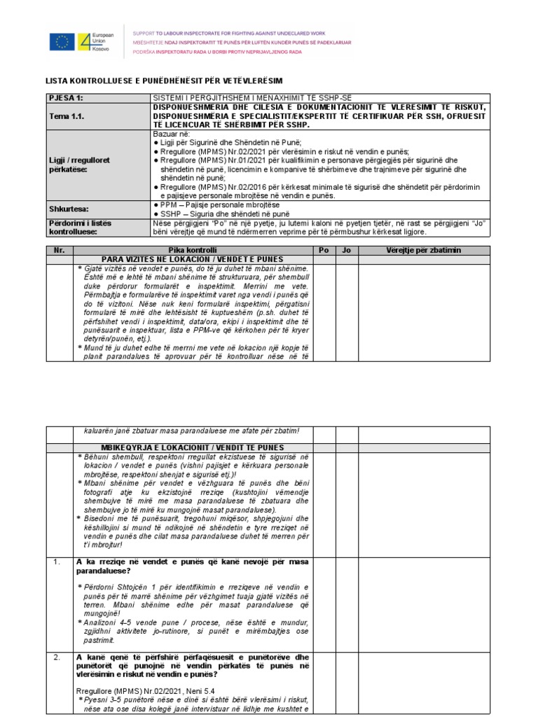 Checklist 1.2 Risk Assesment Employers SQ REV | PDF