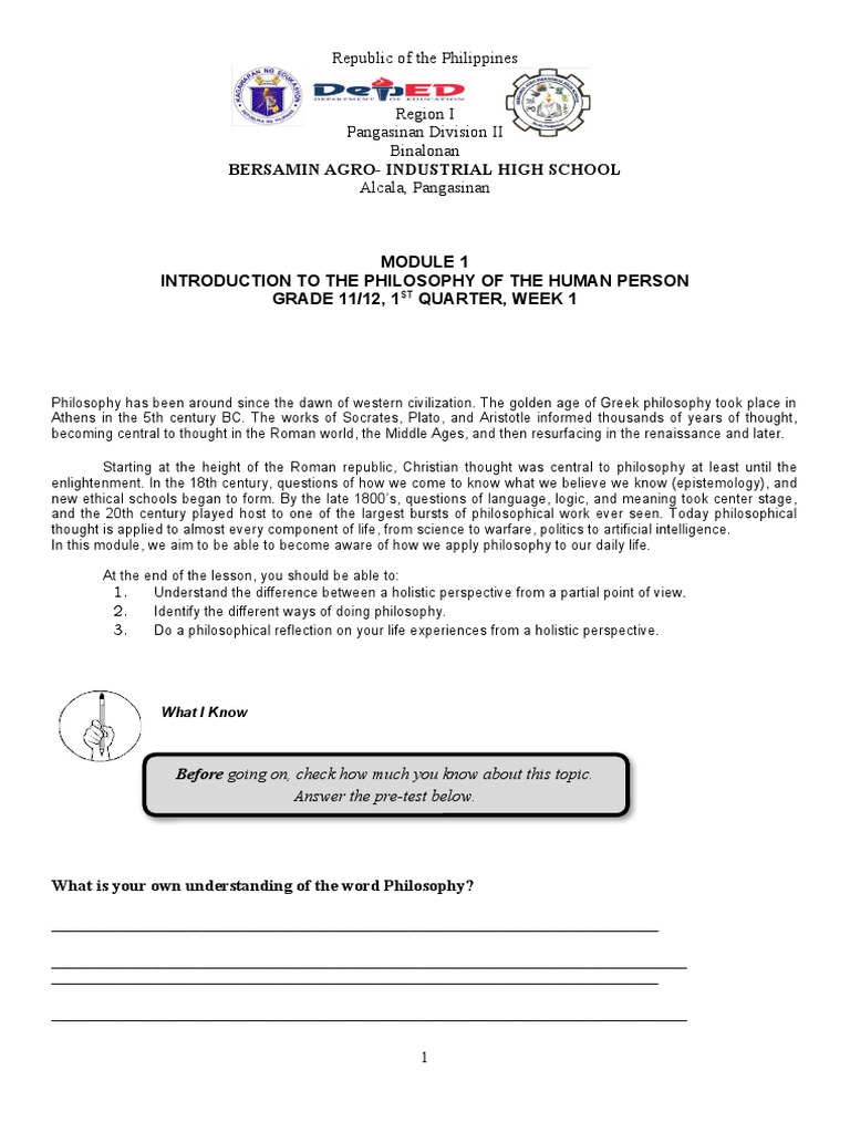 Week1 Module Philosophy Pdf Knowledge Epistemology