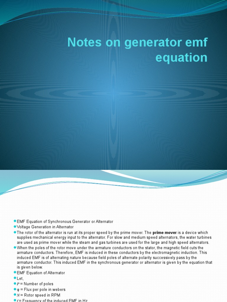 EMF Equation of Synchronous Generator | PDF